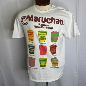Maruchan Ramen Noodle Soup Graphic Tee White Instant Lunch Flavor Chart L